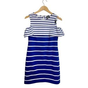 Vince‎ Camuto Dress Cold Shoulder Size 6 Blue Nautical
